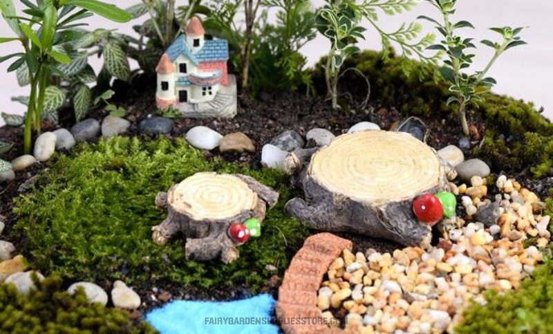 Mini Terrariums Fairy Garden Accessories Artificial Mushroom Tree Stump Bonsai Miniature Fairy Garden Pot Bonsai Home Houses Decoration Mini Craft Micro Landscaping Decor Diy Fairy Garden Ornament Flower Pot Plant Decoration Figurine - 描述图 3
