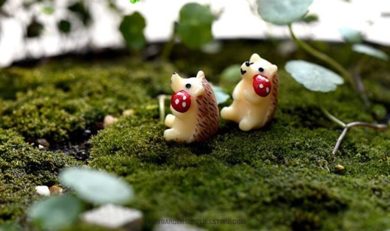 Miniatures Hedgehog With Fruits Mushroom Terrarium Fairy Garden Accessories Decor Figurines Mini Garden Decoration Hedgehog Fairy Garden Chair Craft Decoration Terrarium Bonsai Figurine Toy For Kids - 描述图 1