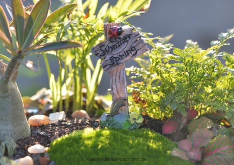 Mini Fairy Garden Road Sign Pot Bonsai Welcome Stake Figurines Miniature Craft Signpost Fairy Garden Miniature Bonsai Micro Landscape Terrariums Doll House Decor - 描述图 5