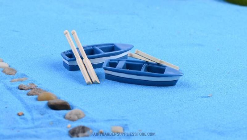 Mini Boats Oars Fairy Garden Accessories Micro Landscape Fairy Garden Decoration Small Boat And Boat Oar Pot Bonsai Fairy Garden Diy Material Miniature Natural Resin Craft Figurine Terrariums Garden Decorations Decor Ship - 描述图 2
