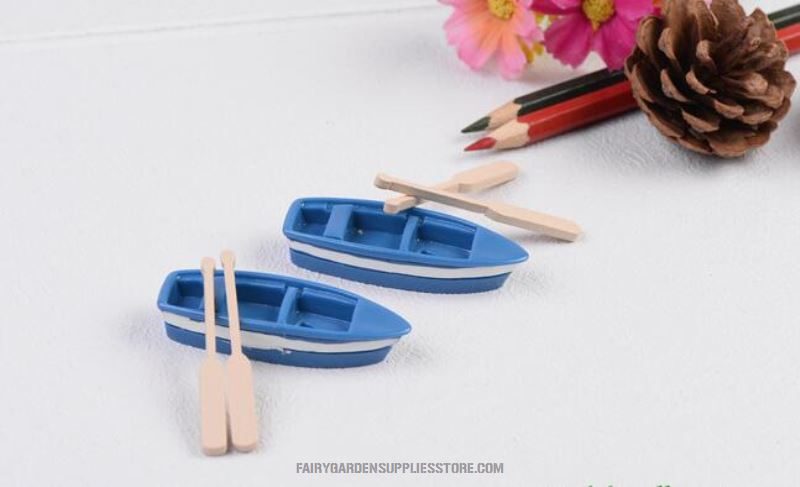 Mini Boats Oars Fairy Garden Accessories Micro Landscape Fairy Garden Decoration Small Boat And Boat Oar Pot Bonsai Fairy Garden Diy Material Miniature Natural Resin Craft Figurine Terrariums Garden Decorations Decor Ship - 描述图 3