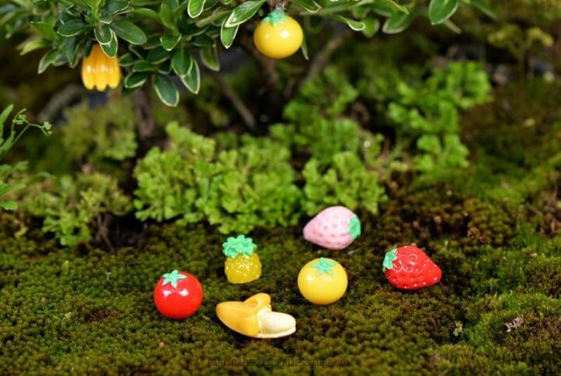 Mini Fairy Garden Fruits Micro Landscape Miniature Garden Decorate Fairy Garden Decoration Fairy Garden Accessories Artificial Apple Banana Plant Groceries Emulational Styles - 描述图 4
