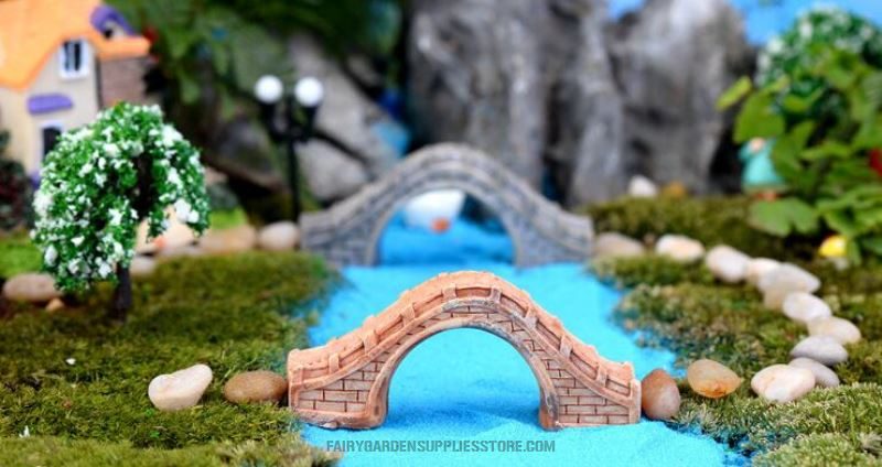 Mini Fairy Garden Arch Bridge Micro Landscape Miniature Garden Landscaping Terrariums Fairy Garden Ornament Resin Style Emulational Semi-circle Bridge Pot Bonsai Fairy Garden Accessories - 描述图 2
