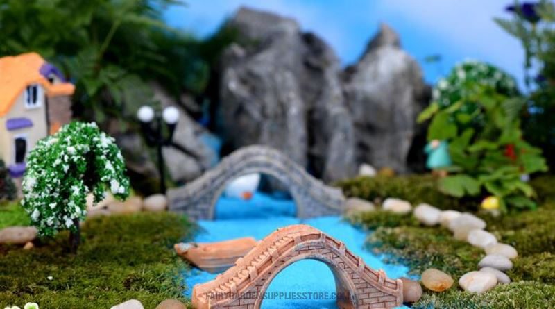 Mini Fairy Garden Arch Bridge Micro Landscape Miniature Garden Landscaping Terrariums Fairy Garden Ornament Resin Style Emulational Semi-circle Bridge Pot Bonsai Fairy Garden Accessories - 描述图 3