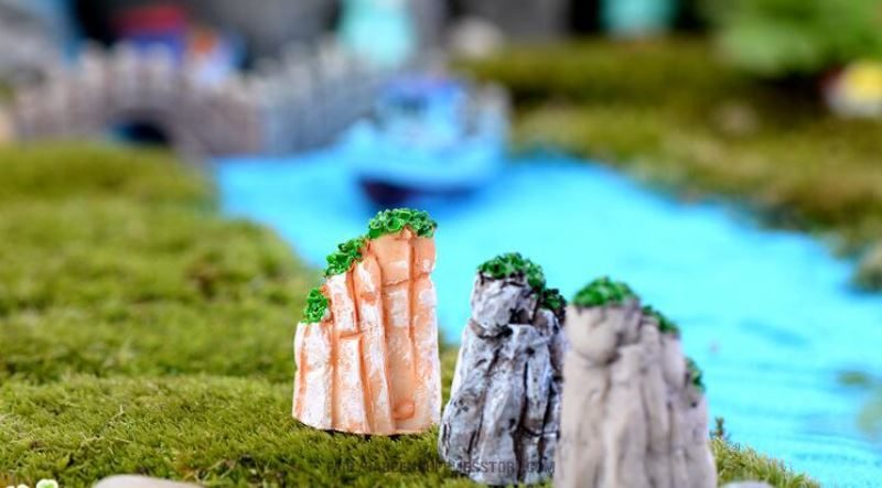 Pot Bonsai Moss Fairy Garden Rockery Micro Landscape Miniature Garden Fairy Garden Decoration Terrariums Fairy Garden Accessories Ecology Bottle Three-colour Landscaping Rockery Succulent Plants Pot Small Resin Mountain - 描述图 1