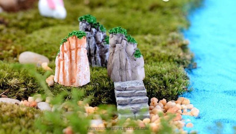 Pot Bonsai Moss Fairy Garden Rockery Micro Landscape Miniature Garden Fairy Garden Decoration Terrariums Fairy Garden Accessories Ecology Bottle Three-colour Landscaping Rockery Succulent Plants Pot Small Resin Mountain - 描述图 3