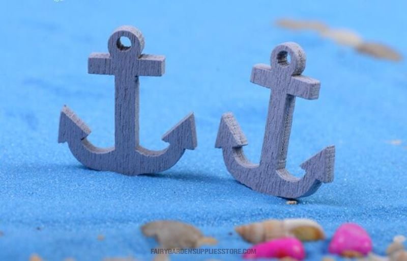 Micro Landscape Resin Anchor Miniature Garden Succulent Plants Pot Bonsai Fairy Garden Decoration Terrariums Fairy Garden Accessories Boat Anchor Aquarium Figurine - 描述图 1