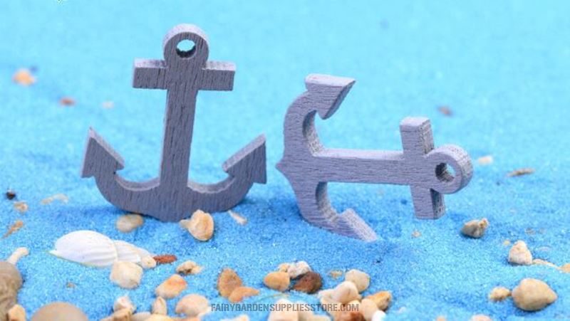 Micro Landscape Resin Anchor Miniature Garden Succulent Plants Pot Bonsai Fairy Garden Decoration Terrariums Fairy Garden Accessories Boat Anchor Aquarium Figurine - 描述图 2