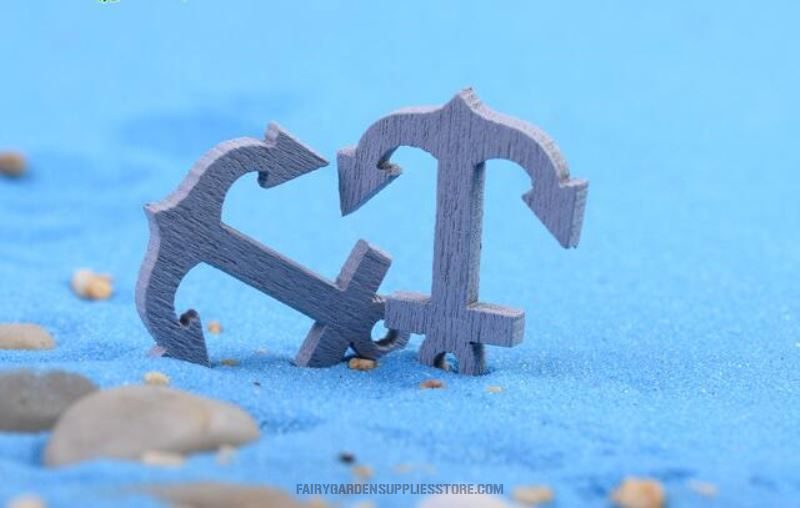 Micro Landscape Resin Anchor Miniature Garden Succulent Plants Pot Bonsai Fairy Garden Decoration Terrariums Fairy Garden Accessories Boat Anchor Aquarium Figurine - 描述图 3