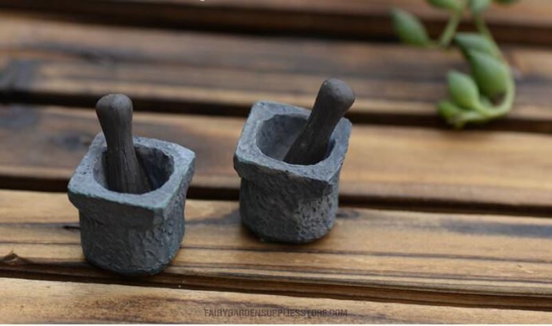 Mini Fairy Garden Accessories Resib Mashing Bowl Micro Landscape Miniature Garden Stone Mortar Succulent Plants Pot Bonsai Fairy Garden Decoration Terrariums Fairy Garden Accessories Stone Succulent Plants Diy Material - 描述图 2