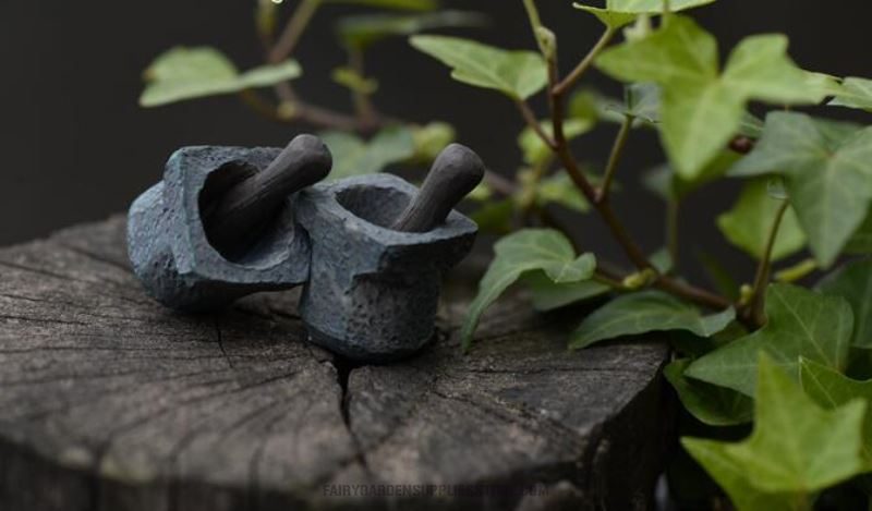 Mini Fairy Garden Accessories Resib Mashing Bowl Micro Landscape Miniature Garden Stone Mortar Succulent Plants Pot Bonsai Fairy Garden Decoration Terrariums Fairy Garden Accessories Stone Succulent Plants Diy Material - 描述图 3