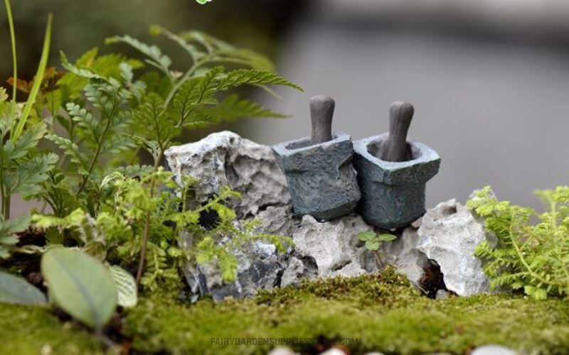 Mini Fairy Garden Accessories Resib Mashing Bowl Micro Landscape Miniature Garden Stone Mortar Succulent Plants Pot Bonsai Fairy Garden Decoration Terrariums Fairy Garden Accessories Stone Succulent Plants Diy Material - 描述图 5