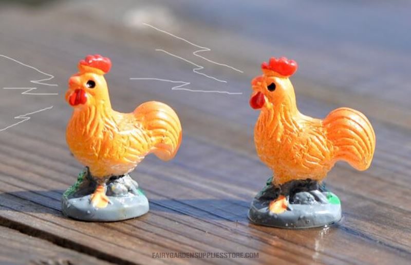 Mini Fairy Garden Animals Resin Cock Micro Landscape Miniature Garden Decorate Pot Bonsai Fairy Garden Decoration Terrarium Fairy Garden Accessories Aquarium Landscaping Cartoon Mini Color Chicken Home Decoration Figurines - 描述图 1