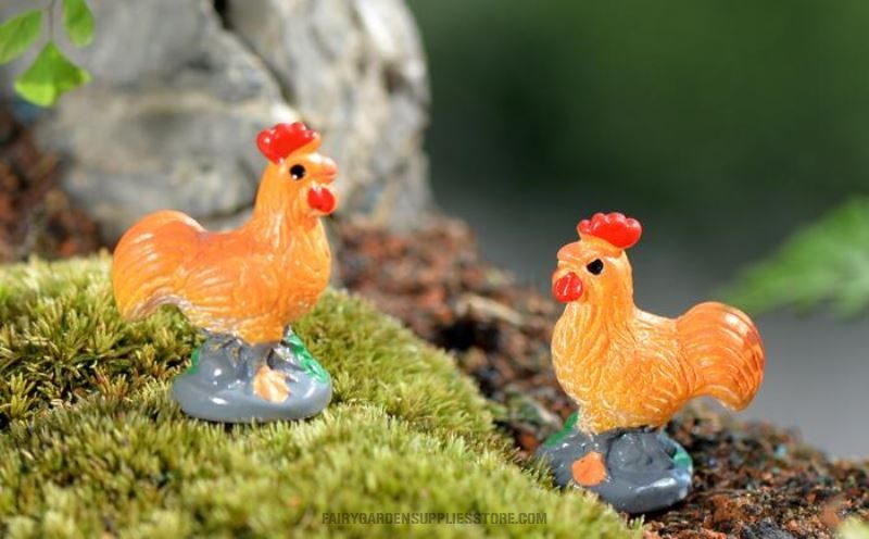 Mini Fairy Garden Animals Resin Cock Micro Landscape Miniature Garden Decorate Pot Bonsai Fairy Garden Decoration Terrarium Fairy Garden Accessories Aquarium Landscaping Cartoon Mini Color Chicken Home Decoration Figurines - 描述图 4