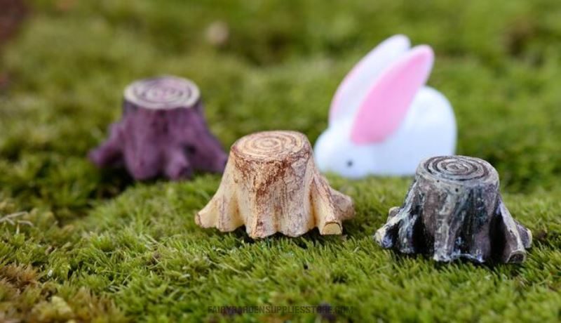 Mini Fairy Garden Stump Decoration Terrariums Fairy Garden Accessories Small Stub Stump Resin Stake Original Craftwork Pot Bonsai Micro Landscape Miniature Garden Plants Figurine - 描述图 1