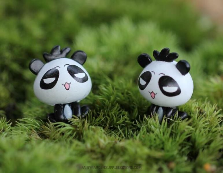 Cute Panda Fairy Garden Figurine Resin Cartoon Bear Ornament For Moss Micro Landscape, Miniature Garden & Terrarium Decor - 描述图 1