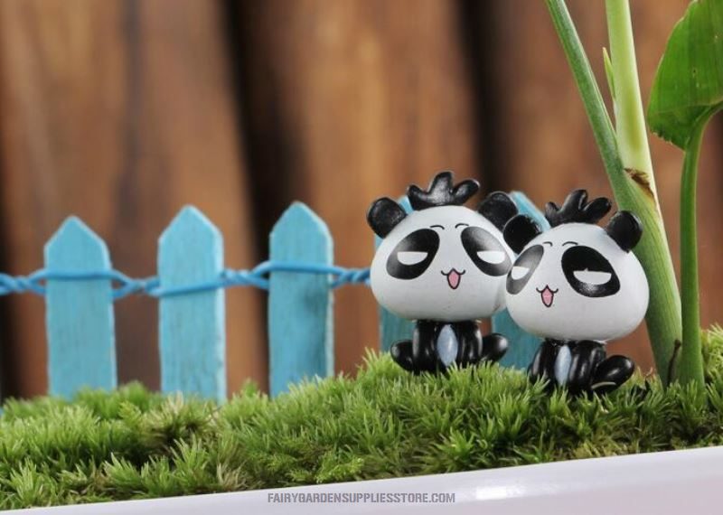 Cute Panda Fairy Garden Figurine Resin Cartoon Bear Ornament For Moss Micro Landscape, Miniature Garden & Terrarium Decor - 描述图 4
