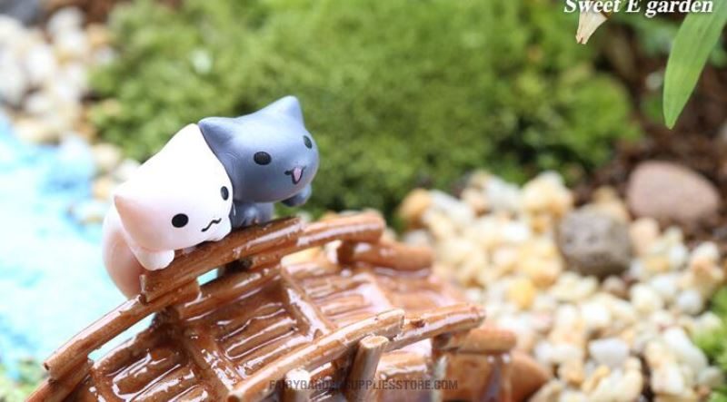 Mini Fairy Garden Cat Micro Landscape Miniature Garden Fairy Garden Ornament Lucky Cat Diy Assemble Small Pot Bonsai Fairy Garden Decoration Terrariums Fairy Garden Accessories Animal Toys - 描述图 1