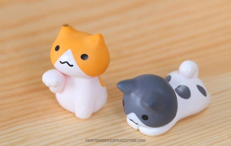 Mini Fairy Garden Cat Micro Landscape Miniature Garden Fairy Garden Ornament Lucky Cat Diy Assemble Small Pot Bonsai Fairy Garden Decoration Terrariums Fairy Garden Accessories Animal Toys - 描述图 4