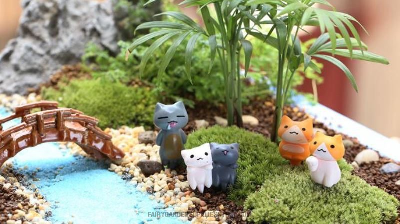 Mini Fairy Garden Cat Micro Landscape Miniature Garden Fairy Garden Ornament Lucky Cat Diy Assemble Small Pot Bonsai Fairy Garden Decoration Terrariums Fairy Garden Accessories Animal Toys - 描述图 5