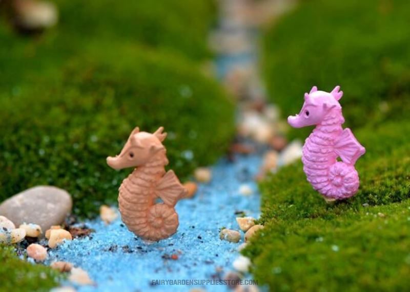 Ocean Landscaping Essential 4Color Hippocampi Craftwork Aquarium Fairy Garden Decoration Sea Horse Terrariums Fairy Garden Accessories Fleshy Moss Fairy Garden Micro Landscape Miniature Garden Ecology Bottle Diy Pot Bonsai - 描述图 1
