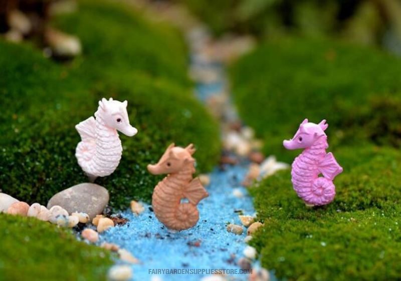 Ocean Landscaping Essential 4Color Hippocampi Craftwork Aquarium Fairy Garden Decoration Sea Horse Terrariums Fairy Garden Accessories Fleshy Moss Fairy Garden Micro Landscape Miniature Garden Ecology Bottle Diy Pot Bonsai - 描述图 2