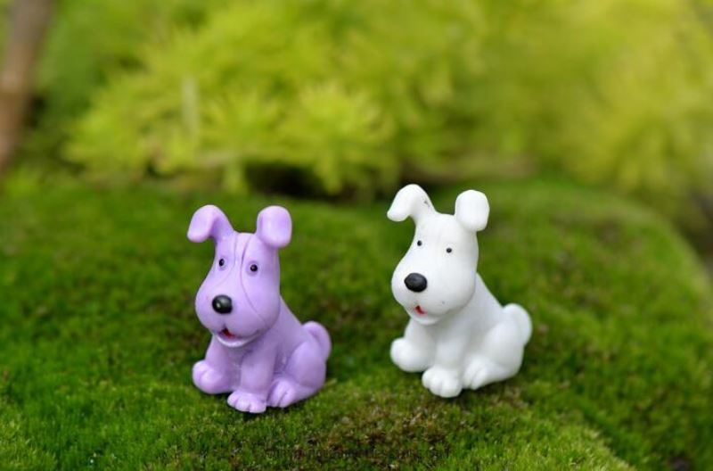 Aquarium Mini Fairy Garden Animal Micro Landscape Miniature Garden Fairy Garden Decoration Resin Small Dog Arts And Crafts Diy Landscaping Fairy Garden Ornament Terrariums Fairy Garden Accessories Material Big Ears Dog - 描述图 1