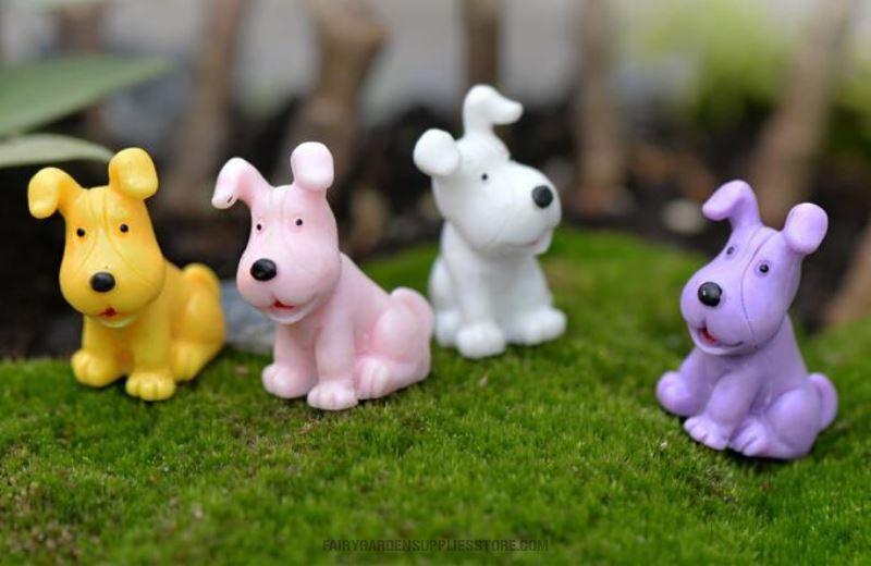 Aquarium Mini Fairy Garden Animal Micro Landscape Miniature Garden Fairy Garden Decoration Resin Small Dog Arts And Crafts Diy Landscaping Fairy Garden Ornament Terrariums Fairy Garden Accessories Material Big Ears Dog - 描述图 2