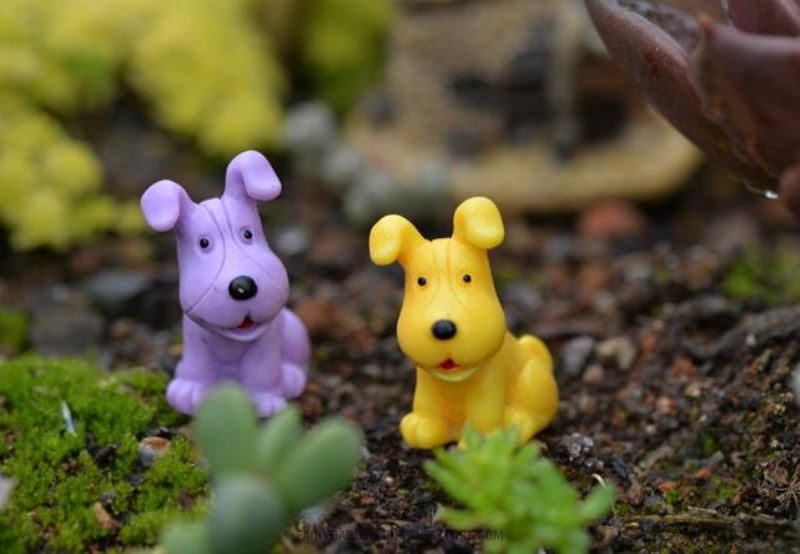 Aquarium Mini Fairy Garden Animal Micro Landscape Miniature Garden Fairy Garden Decoration Resin Small Dog Arts And Crafts Diy Landscaping Fairy Garden Ornament Terrariums Fairy Garden Accessories Material Big Ears Dog - 描述图 3