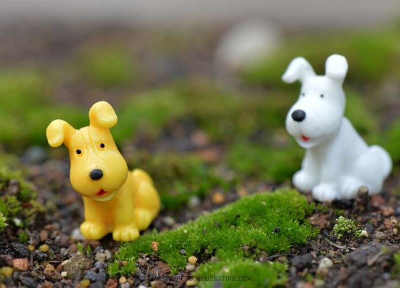 Aquarium Mini Fairy Garden Animal Micro Landscape Miniature Garden Fairy Garden Decoration Resin Small Dog Arts And Crafts Diy Landscaping Fairy Garden Ornament Terrariums Fairy Garden Accessories Material Big Ears Dog - 描述图 4