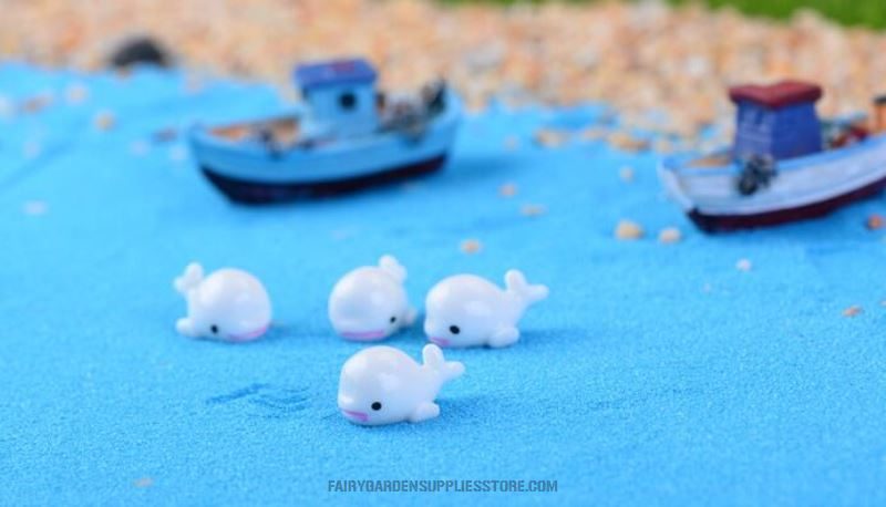 White Small Dolphin Blue Dolphin Doll Mini Fairy Garden Animal Micro Landscape Miniature Garden Pot Bonsai Fairy Garden Decoration Aquarium Fairy Garden Accessories - 描述图 1