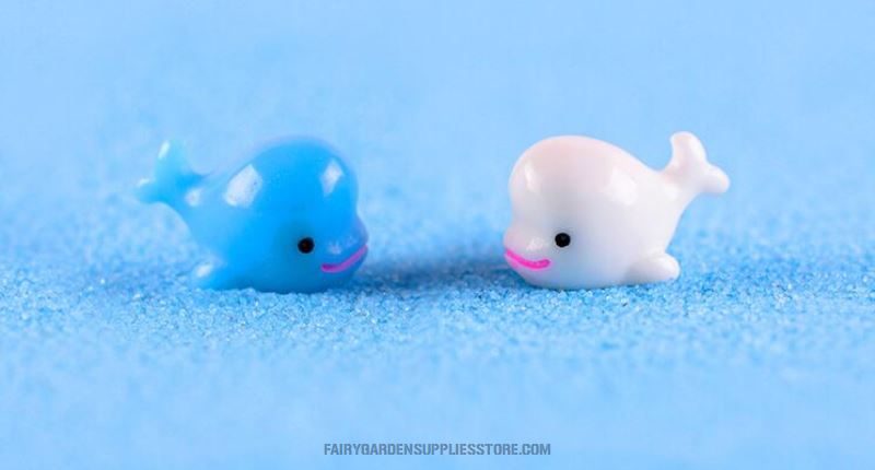 White Small Dolphin Blue Dolphin Doll Mini Fairy Garden Animal Micro Landscape Miniature Garden Pot Bonsai Fairy Garden Decoration Aquarium Fairy Garden Accessories - 描述图 2