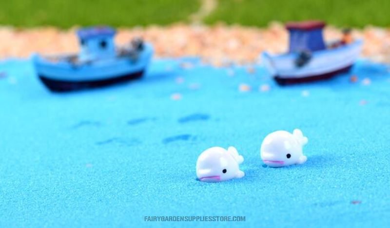 White Small Dolphin Blue Dolphin Doll Mini Fairy Garden Animal Micro Landscape Miniature Garden Pot Bonsai Fairy Garden Decoration Aquarium Fairy Garden Accessories - 描述图 3