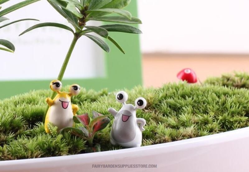 Mini Fairy Garden Animals Micro Landscape Pot Bonsai Miniature Garden Fairy Garden Ornament Lovely Exophthalmos Frogs Doll Combination Diy Assemble Toys Fairy Garden Decoration Aquarium Fairy Garden Accessories - 描述图 2