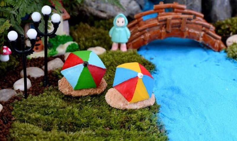 Mini Fairy Garden Accessories Pot Bonsai Micro Landscape Terrariums Miniature Garden Fairy Garden Ornament Resin Beach Umbrella Diy Assemble Fairy Garden Decoration Fairy Garden Toys Wholesale Supply - 描述图 1