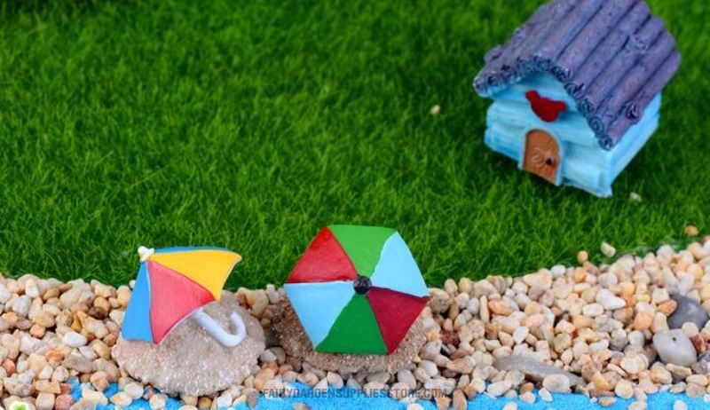 Mini Fairy Garden Accessories Pot Bonsai Micro Landscape Terrariums Miniature Garden Fairy Garden Ornament Resin Beach Umbrella Diy Assemble Fairy Garden Decoration Fairy Garden Toys Wholesale Supply - 描述图 2
