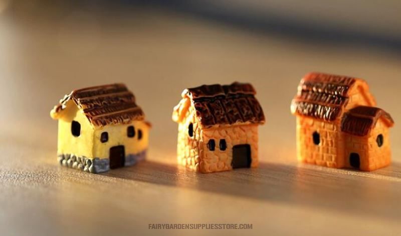 Mini Fairy Garden Thatched Cottage Pot Bonsai Micro Landscape Terrariums Miniature Garden Fairy Garden Ornament Small Villa House Model Diy Assemble Fairy Garden Decoration Fairy Garden Accessories - 描述图 1