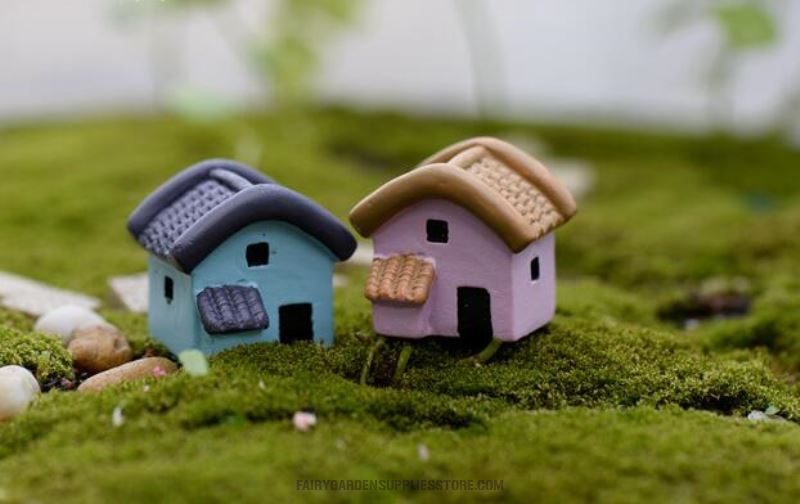 Mini Fairy Garden Hut Pot Bonsai Micro Landscape Miniature Garden Material Terrariums Fairy Garden Accessories Pot Decorate Two Color Small House - 描述图 1