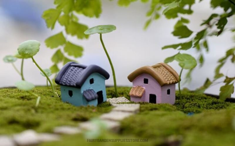 Mini Fairy Garden Hut Pot Bonsai Micro Landscape Miniature Garden Material Terrariums Fairy Garden Accessories Pot Decorate Two Color Small House - 描述图 3