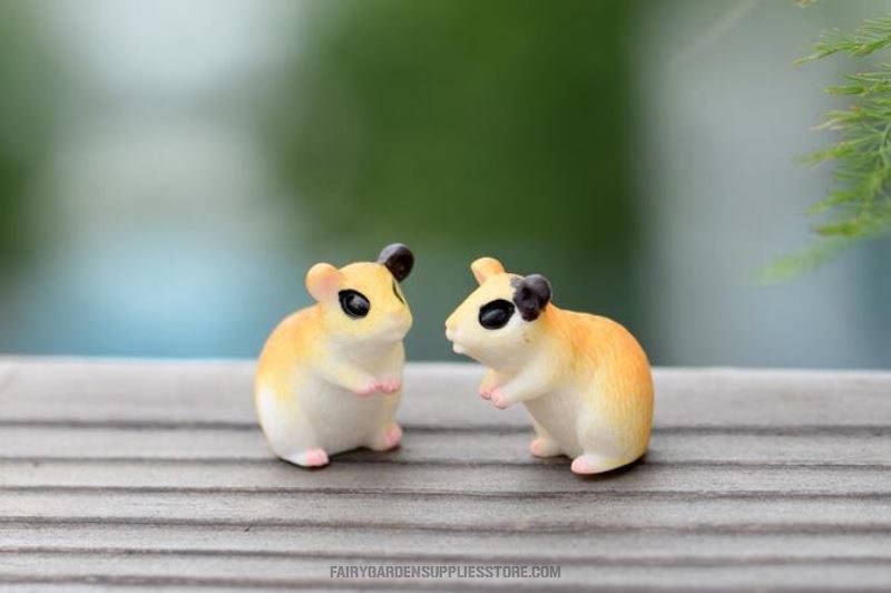 Groceries Mini Fairy Garden Animals Pot Bonsai Micro Landscape Miniature Garden Lovely Hamster Terrariums Fairy Garden Micro Landscape Miniature Garden Fairy Garden Accessories Resin Small Background Stage Property Mouse Doll - 描述图 1