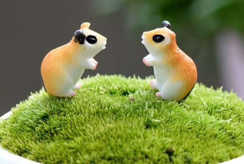 Groceries Mini Fairy Garden Animals Pot Bonsai Micro Landscape Miniature Garden Lovely Hamster Terrariums Fairy Garden Micro Landscape Miniature Garden Fairy Garden Accessories Resin Small Background Stage Property Mouse Doll - 描述图 2