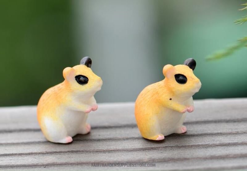 Groceries Mini Fairy Garden Animals Pot Bonsai Micro Landscape Miniature Garden Lovely Hamster Terrariums Fairy Garden Micro Landscape Miniature Garden Fairy Garden Accessories Resin Small Background Stage Property Mouse Doll - 描述图 3