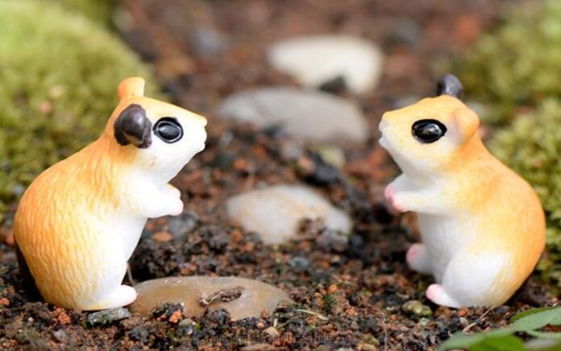 Groceries Mini Fairy Garden Animals Pot Bonsai Micro Landscape Miniature Garden Lovely Hamster Terrariums Fairy Garden Micro Landscape Miniature Garden Fairy Garden Accessories Resin Small Background Stage Property Mouse Doll - 描述图 4