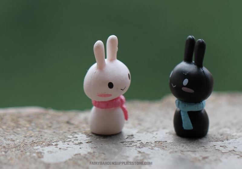 Scarf Rabbit Toys Doll Lovers Pot Bonsa Fairy Garden Decoration Terrariums Fairy Garden Accessories Small Bunnies Small White Rabbit Micro Landscape Miniature Garden - 描述图 2