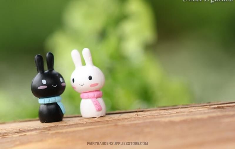 Scarf Rabbit Toys Doll Lovers Pot Bonsa Fairy Garden Decoration Terrariums Fairy Garden Accessories Small Bunnies Small White Rabbit Micro Landscape Miniature Garden - 描述图 3