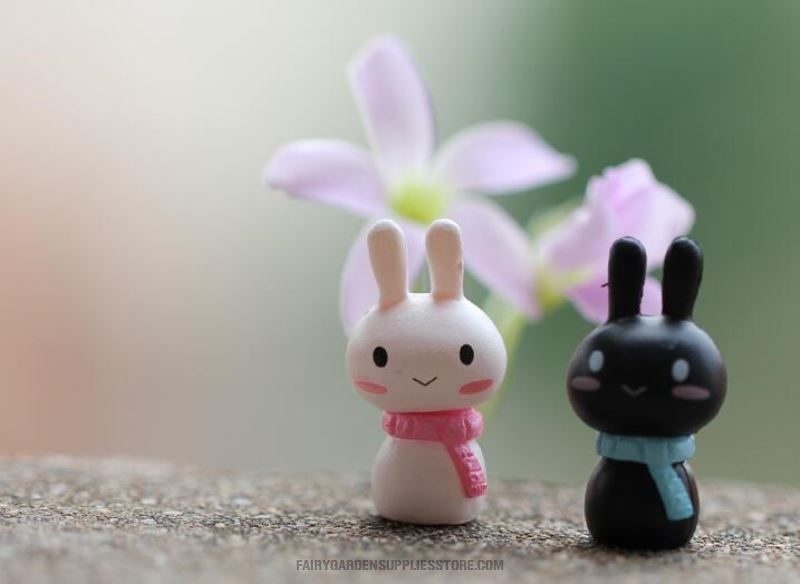 Scarf Rabbit Toys Doll Lovers Pot Bonsa Fairy Garden Decoration Terrariums Fairy Garden Accessories Small Bunnies Small White Rabbit Micro Landscape Miniature Garden - 描述图 4