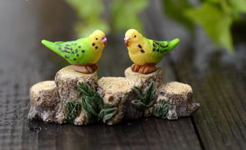 Mini Fairy Garden Birds Pot Bonsai Micro Landscape Miniature Garden Landscaping Material Decorate Terrariums Fairy Garden Decoration Animals Fairy Garden Accessories Gorgeous Parrot Doll - 描述图 2