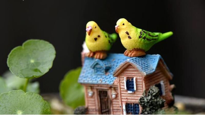 Mini Fairy Garden Birds Pot Bonsai Micro Landscape Miniature Garden Landscaping Material Decorate Terrariums Fairy Garden Decoration Animals Fairy Garden Accessories Gorgeous Parrot Doll - 描述图 4