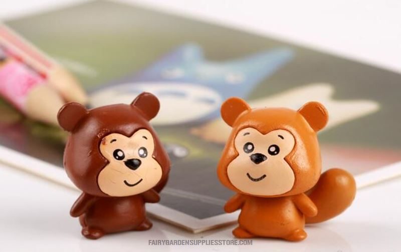 Moss Fairy Garden Animals Micro Landscape Pot Bonsai Miniature Garden Ornament Lovely Big Tail Squirrels Diy Assemble Toys Terrariums Fairy Garden Decoration Wholesale Fairy Garden Accessories - 描述图 2