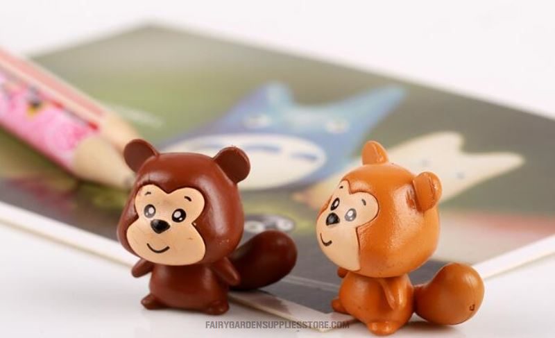 Moss Fairy Garden Animals Micro Landscape Pot Bonsai Miniature Garden Ornament Lovely Big Tail Squirrels Diy Assemble Toys Terrariums Fairy Garden Decoration Wholesale Fairy Garden Accessories - 描述图 3